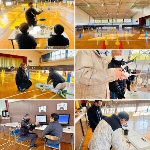 ドローン未経験者や初心者向けに行う二等無人航空機操縦士講習の実技・座学風景