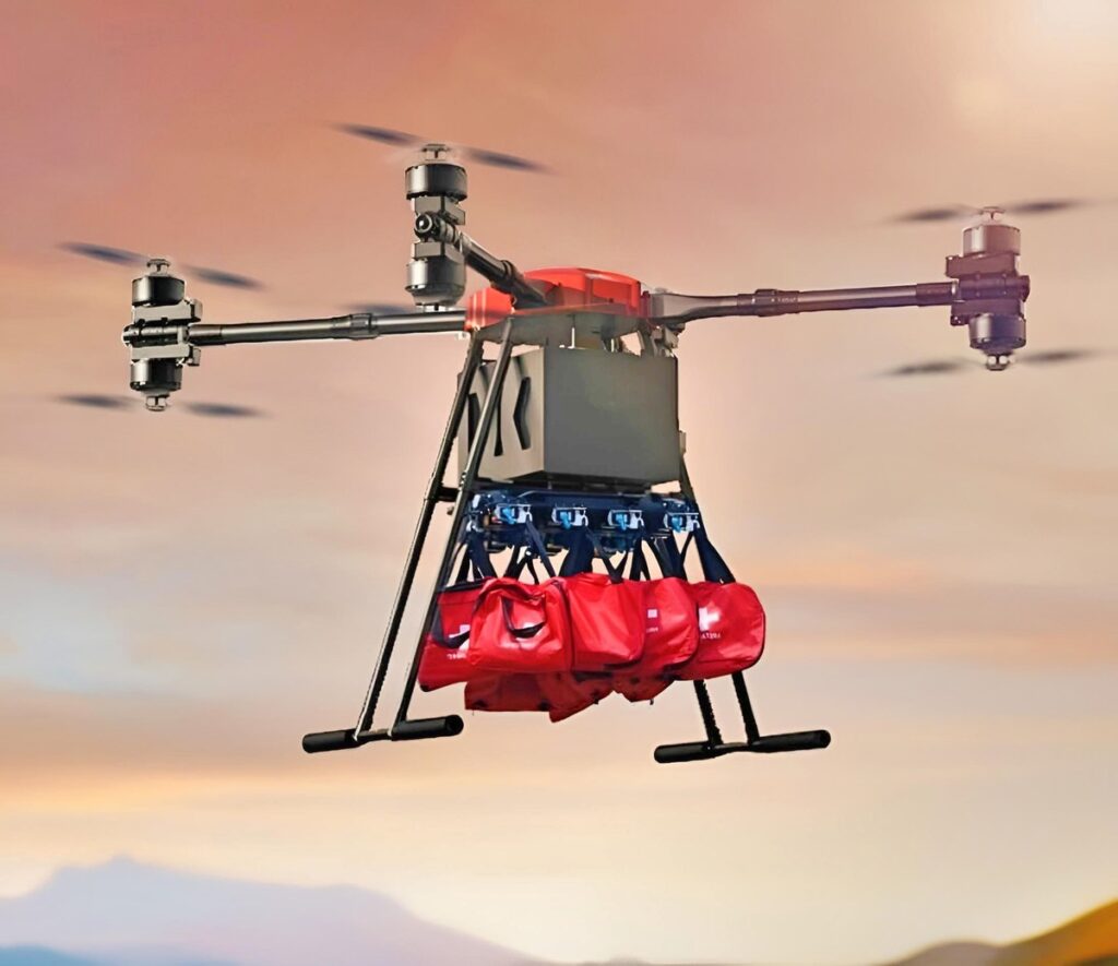 重量物輸送ドローンによる物流搬送飛行|25kg限定変更対応の大型産業ドローン